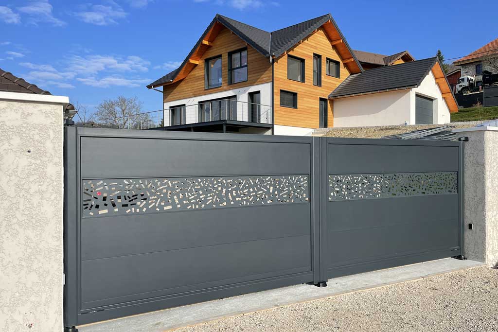 portail gris anthracite battant aluminium novalaise portail gris anthracite battant aluminium novalaise